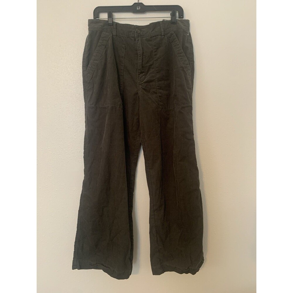Weatherproof Vintage Pants Adult Womens Size 14 Olive Green Corduroy Wide-Leg